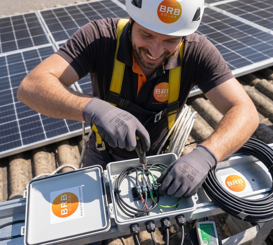 Técnico BRB Solar realizando instalação de painéis solares