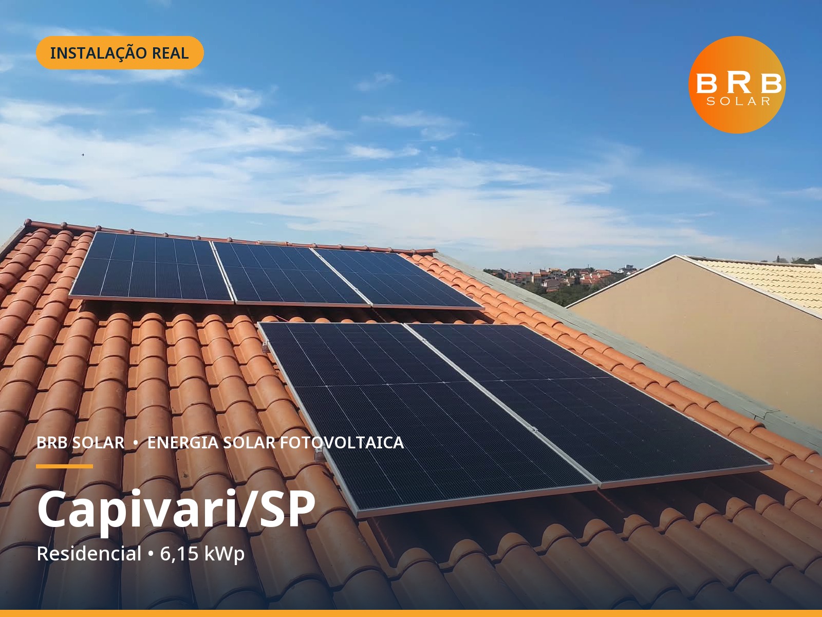 Instalação solar em Capivari / SP — 6,15 kWp